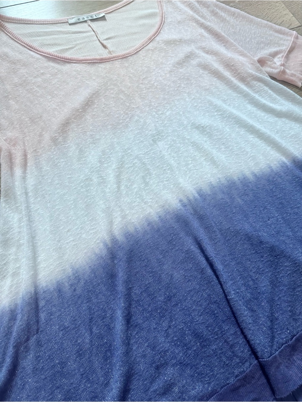 Easel Ombre Dip Dye Sharkbite Hem Tunic Top Oversized Rayon Slub Knit - Picture 5 of 10